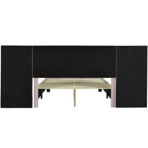 Queen Size Upholstered Platform Bed with Big Headboard, Bedroom Furniture, Velve - Image 6