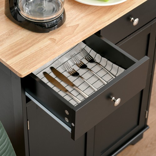 Kitchen Storage Cupboard Organizer Cabinet w/2 Drawers & Adjustable Shelf, Black - Image 13