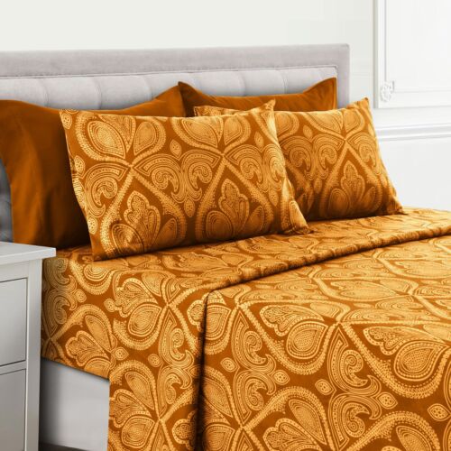 Deep Pocket 6 Piece Bed Sheet Set 1800 Series Microfiber Comfort Paisley Sheets - Image 3
