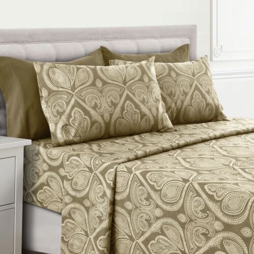 Deep Pocket 6 Piece Bed Sheet Set 1800 Series Microfiber Comfort Paisley Sheets - Image 18