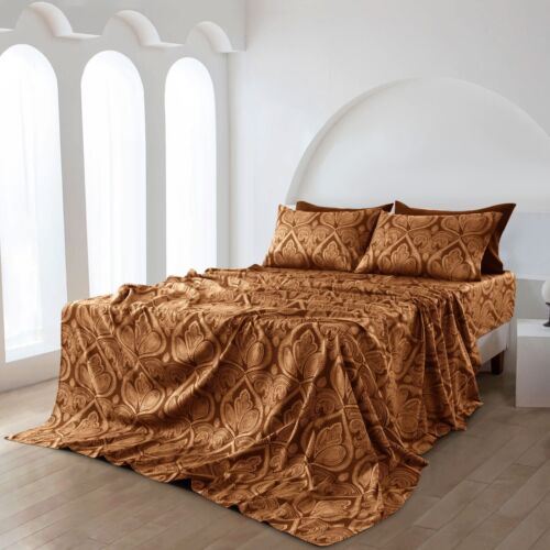 Deep Pocket 6 Piece Bed Sheet Set 1800 Series Microfiber Comfort Paisley Sheets - Image 35