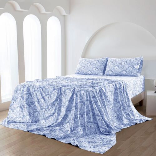 Deep Pocket 6 Piece Bed Sheet Set 1800 Series Microfiber Comfort Paisley Sheets - Image 71