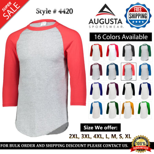 Augusta Sportswear 4420 Mens Baseball Jersey Sports T-Shirt Raglan Stylish Tee