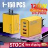 120W 4-Port USB C Fast Wall Charger Block For All Cell Phone iPad Lot