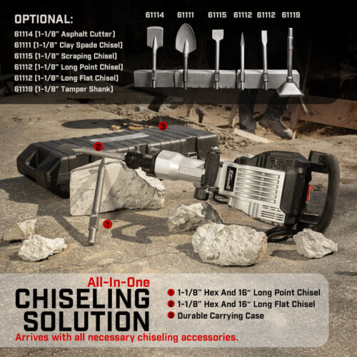 XtremepowerUS 3600W Electric Jack Hammer Demolition Concrete Breaker 2 Chisel - Image 6