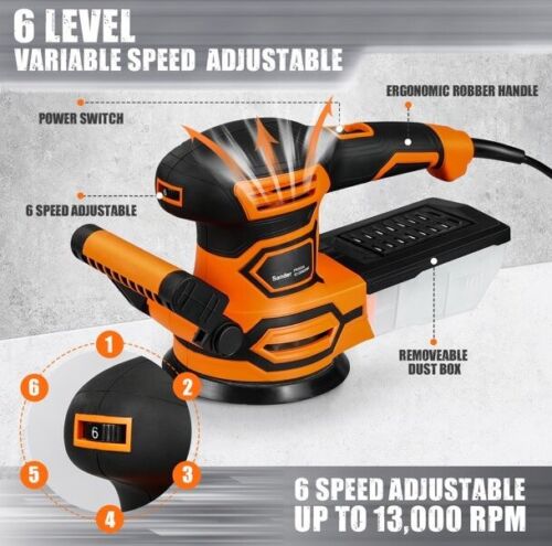 Tacklife PRS03A 450W 5-inch Power Random Orbital Sander Up to 13,000 RPM - Image 2
