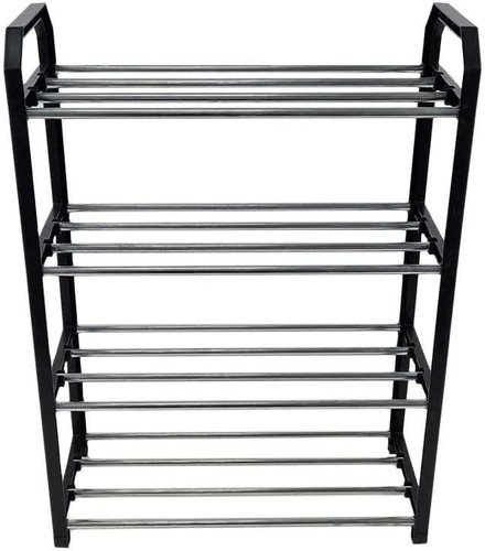 4-Tier Standing Shoe Rack PARACASA Stackable Free Plastic Shoes Organizer Black - Image 4