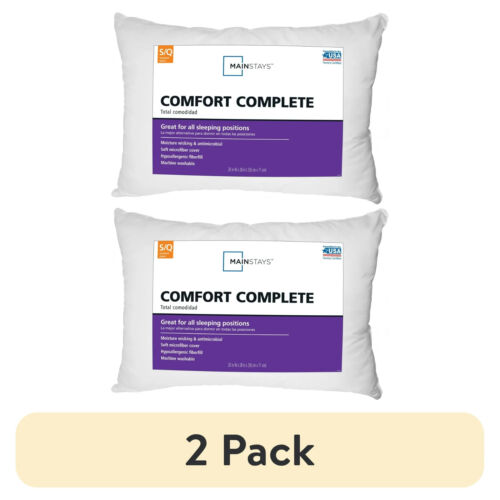 New Mainstays Comfort Complete Bed Pillow, Standard/Queen (2 pack)