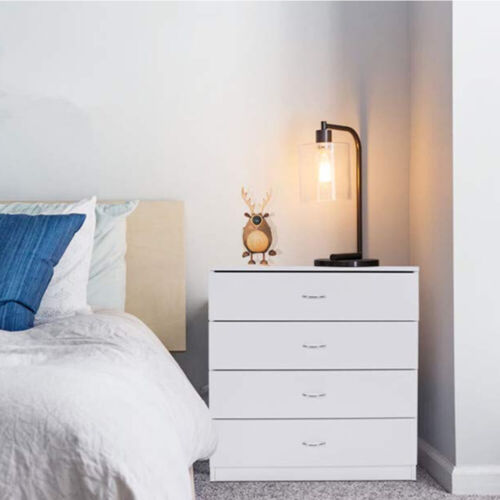 Bedroom Storage Dresser 4 Drawers with Cabinet Wood Furniture Bedroom Chest - Image 9