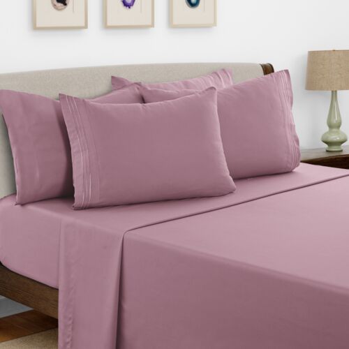 6 Piece Bed Sheet Set 1800 Series Microfiber Comfort Deep Pocket Hotel Bed Sheet - Image 3