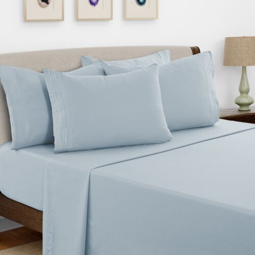 6 Piece Bed Sheet Set 1800 Series Microfiber Comfort Deep Pocket Hotel Bed Sheet - Image 5