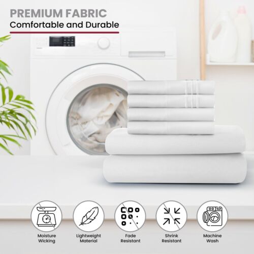 6 Piece Bed Sheet Set 1800 Series Microfiber Comfort Deep Pocket Hotel Bed Sheet - Image 44