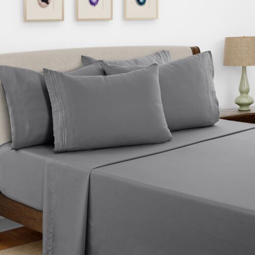 6 Piece Bed Sheet Set 1800 Series Microfiber Comfort Deep Pocket Hotel Bed Sheet - Image 82