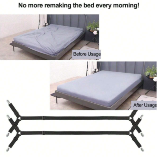 2pcs Elastic Bed Sheet Straps Adjustable Long Bed Sheet Fasteners Clips Holder - Image 4