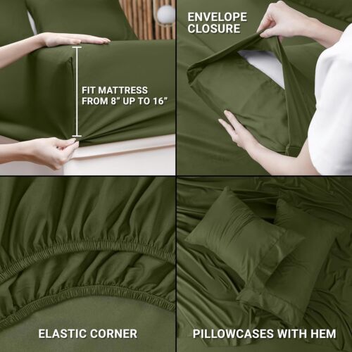 Soft Brushed Microfiber 4 Piece Bed Sheet Set with Pillow Cases Utopia Bedding - Image 101