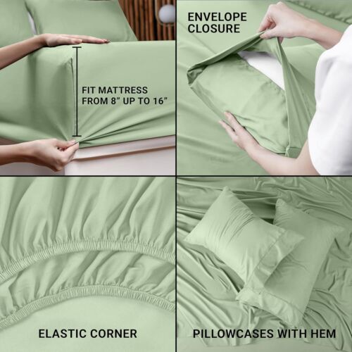 Soft Brushed Microfiber 4 Piece Bed Sheet Set with Pillow Cases Utopia Bedding - Image 124