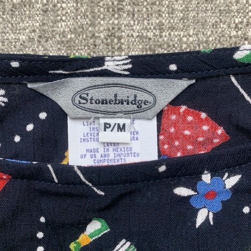 Vintage Stonebridge Spring Midi Dress Clothes Purse Sleeveless Black Floral PM - Image 8