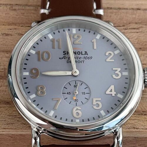 Shinola The Runwell 41mm Slate Blue Dial Tan Leather Strap Men's Quartz Watch - Image 2