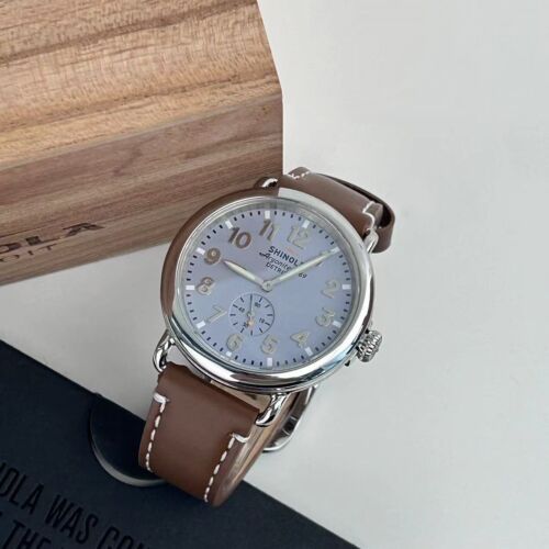 Shinola The Runwell 41mm Slate Blue Dial Tan Leather Strap Men's Quartz Watch - Image 7