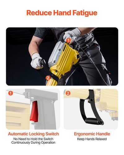 Demolition Jack Hammer Concrete Breaker 2200W Electric Hammer 2 Chisel Bit - Image 2