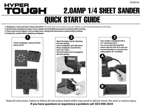 Hyper Tough 2 Amp Corded 1/4 Sheet Palm Sander with Dust Bag (60, 80 & 120 Grit) - Image 20