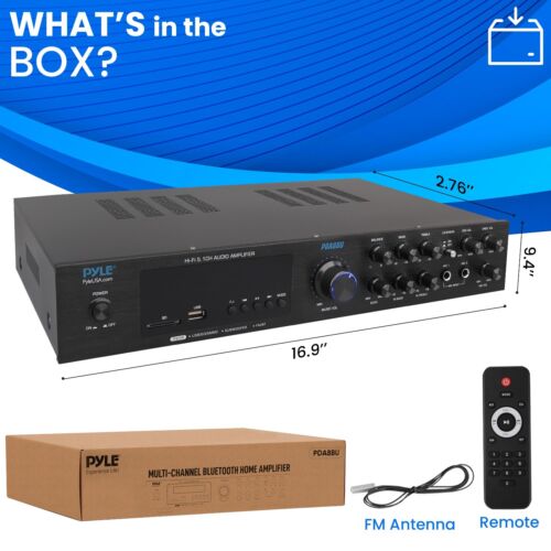 Pyle 5 Channel Audio Amplifier Built-in Bluetooth Wireless Audio Streaming - Image 8