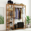 Heavy Bamboo Open Wardrobe Closet Garment Rack Clothing Hanging Organizer Shelve Heavy Bamboo Open Wardrobe Closet Garment Rack Clothing Hanging Organizer Shelve
