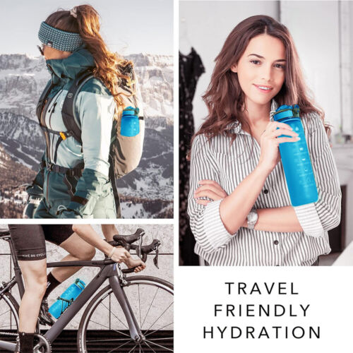 32oz Motivational Drinking Water Bottle with Time Marker Straw Fitness Sports - Image 21