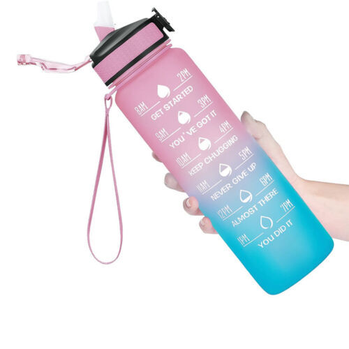 32oz Motivational Drinking Water Bottle with Time Marker Straw Fitness Sports - Image 36