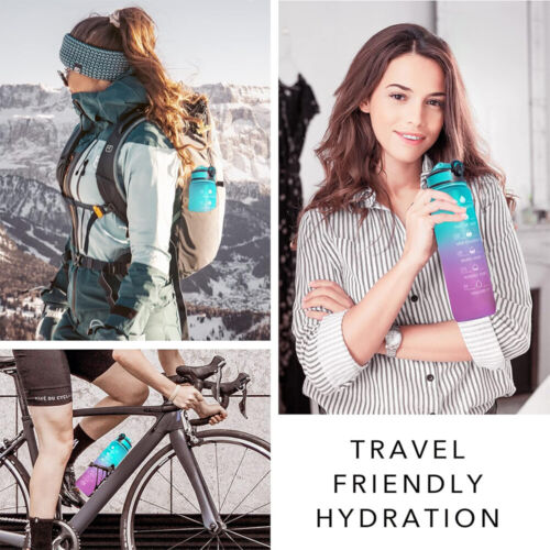 32oz Motivational Drinking Water Bottle with Time Marker Straw Fitness Sports - Image 57