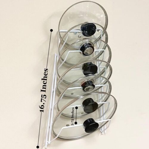 Kitchen Storage Cabinet Pot Lid Rack Cover Holder Organizer Pantry Cupboard Whit - Image 8