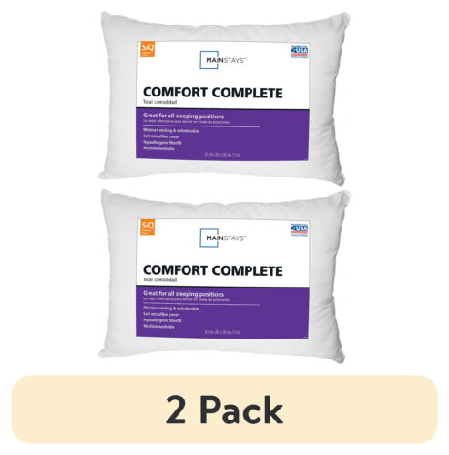 Standard/Queen (2 pack) Mainstays Comfort Complete Bed Pillow,