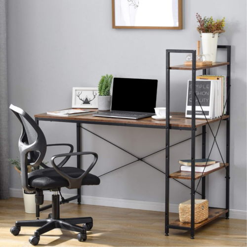 Computer Desk with Storage Shelves, 4-Tier Bookshelf, Spacious Work Surface - Image 16