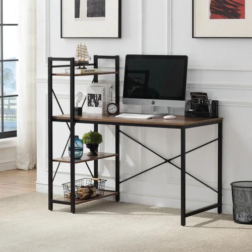 Computer Desk with Storage Shelves, 4-Tier Bookshelf, Spacious Work Surface - Image 22