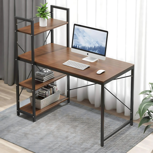 Computer Desk with Storage Shelves, 4-Tier Bookshelf, Spacious Work Surface - Image 29