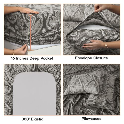 6 Piece Bed Sheets Set Luxury Microfiber Ultra Soft Deep Pocket Bedding Sets - Image 3