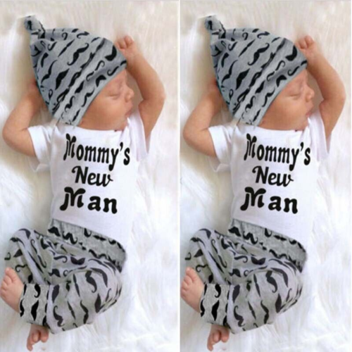 Newborn Baby Boy New to The Crew Romper Tops+Pants Trousers+Hat Outfits Clothes - Image 4