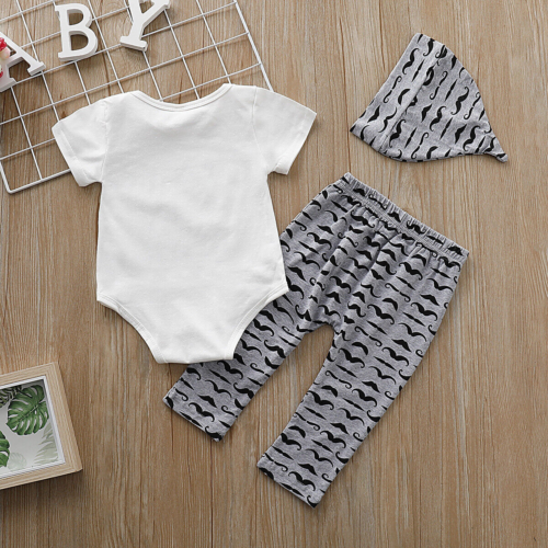 Newborn Baby Boy New to The Crew Romper Tops+Pants Trousers+Hat Outfits Clothes - Image 6