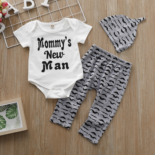 Newborn Baby Boy New to The Crew Romper Tops+Pants Trousers+Hat Outfits Clothes - Image 9