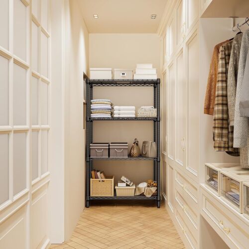 16*34*60" Storage Rack Metal 4 Tier Wire Kitchen Shelf Organizer 1000 lbs Black - Image 2