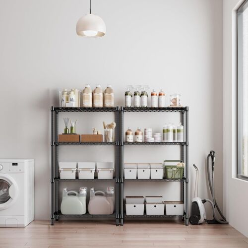 16*34*60" Storage Rack Metal 4 Tier Wire Kitchen Shelf Organizer 1000 lbs Black - Image 9