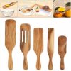 Spurtle Kitchen Cooking Utensil Teak Wood Non Stick Wooden Spatula Spoon 5 Set U Spurtle Kitchen Cooking Utensil Teak Wood Non Stick Wooden Spatula Spoon 5 Set U
