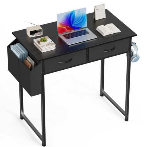 JHK 32 inch Home Office Small Computer Desk Small Table with 2 Fabric Drawers - Image 11