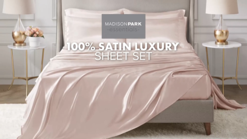 Madison Park 6PC Satin Bed SheetSet Luxurious Silky Fits 14-16" Mattress Bedding - Image 2