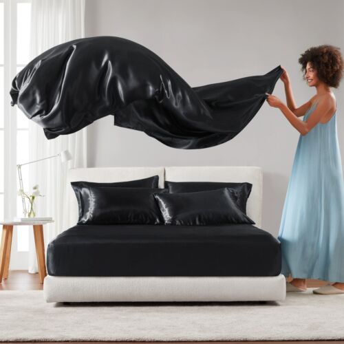 Madison Park 6PC Satin Bed SheetSet Luxurious Silky Fits 14-16" Mattress Bedding - Image 9