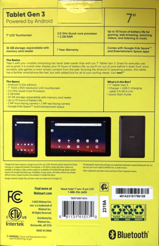 New ONN. Surf 7" Tablet Gen 3 (2022) 32GB Quad-Core 2MP Camera Wi-Fi Android OS - Image 2