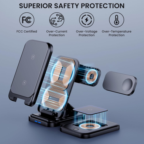 Foldable Wireless Charging Station for iPhone 14/13/12 Airpods Watch Charger - Image 2