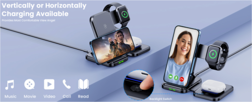 Foldable Wireless Charging Station for iPhone 14/13/12 Airpods Watch Charger - Image 6