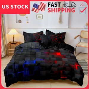 3Pcs Red Blue Grid Checked Geometric Printed Duvet Cover Pillowcase Bedding Set 3Pcs Red Blue Grid Checked Geometric Printed Duvet Cover Pillowcase Bedding Set