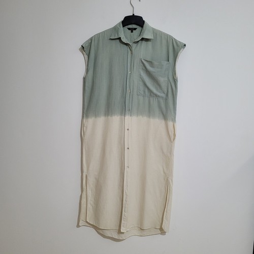 MASSIMO DUTTI Women's Clothing 100% Linen Slim Dress, Waist Denim Blue Dress - Image 3